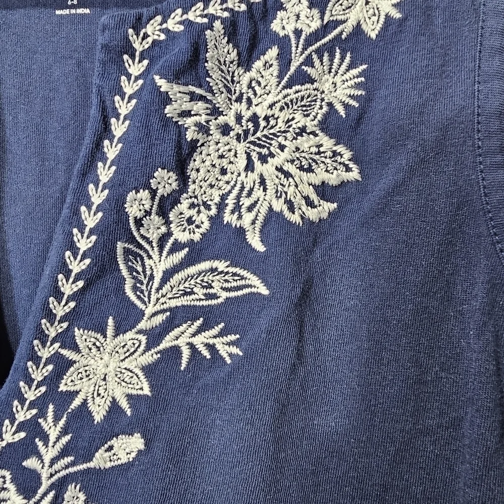 Lands' End embroidered cotton jersey sleeveless swim cover-up dress